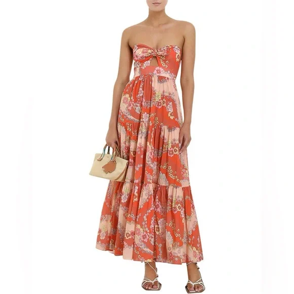 Zimmermann Strapless Red Floral Maxi Dress - Picture 2 of 2